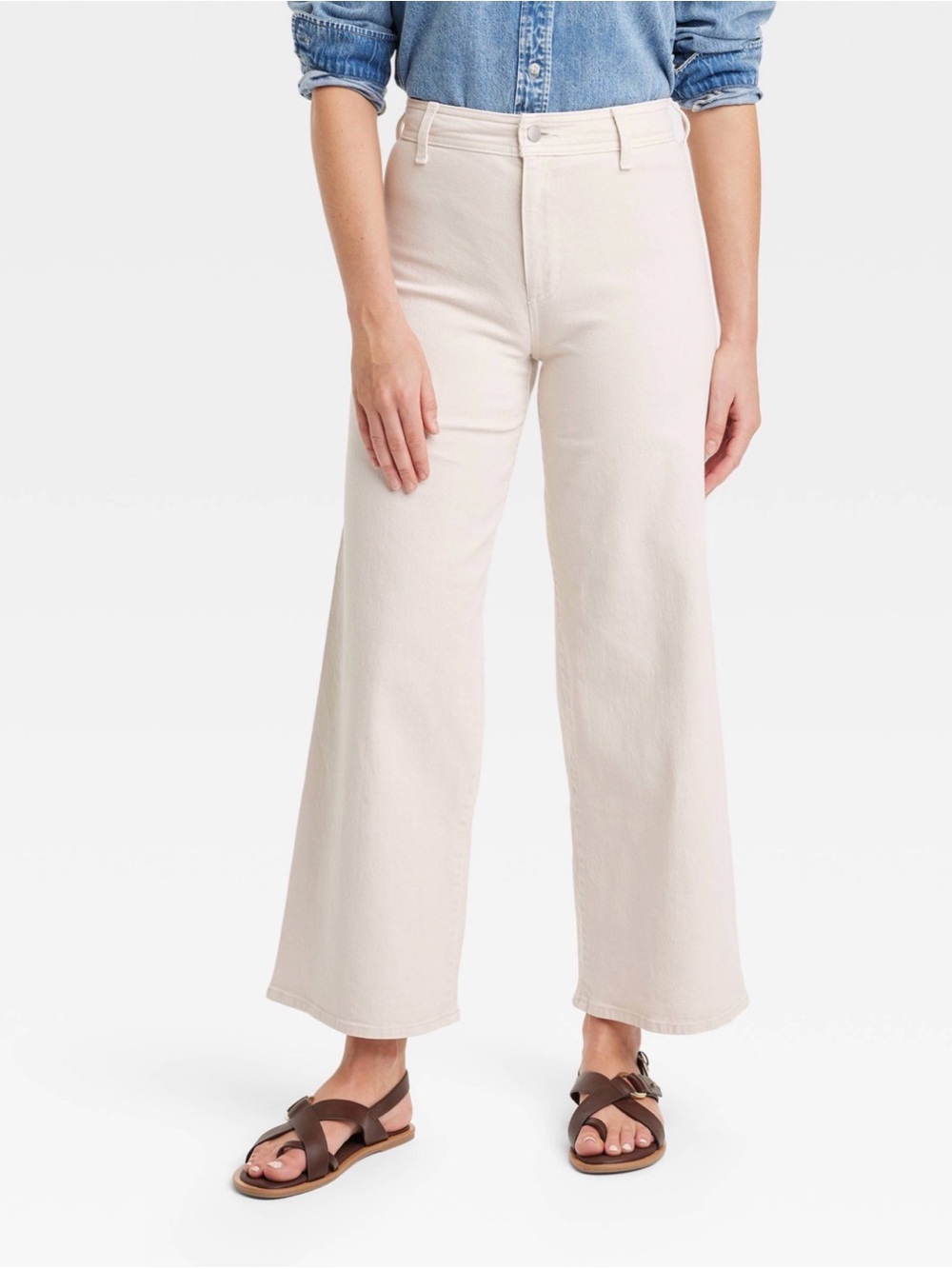 Universal Thread High-Rise Sailor Wide Leg Ankle Jeans - Beige | Size 8